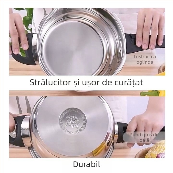 Chengxing oală sub presiune din oțel inoxidabil cu fund gros, antiaderent, compatibilă cu plita cu inducție și arzător, oală de gătit orez pentru uz casnic