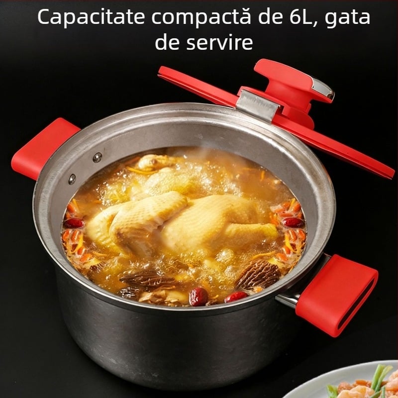 Noul model de cuptor sub presiune din titan pur, oală de supă din titan pur, antibacterian, pentru uz casnic, compatibil cu aragaz pe gaz și plită ceramică electrică