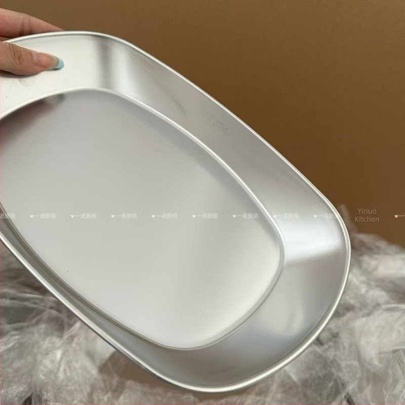 Farfurie din oțel inoxidabil 304 pentru bucătărie și grătar — serie minimalistă, farfurie pentru gustări și desert, farfurie de pregătire pentru camping