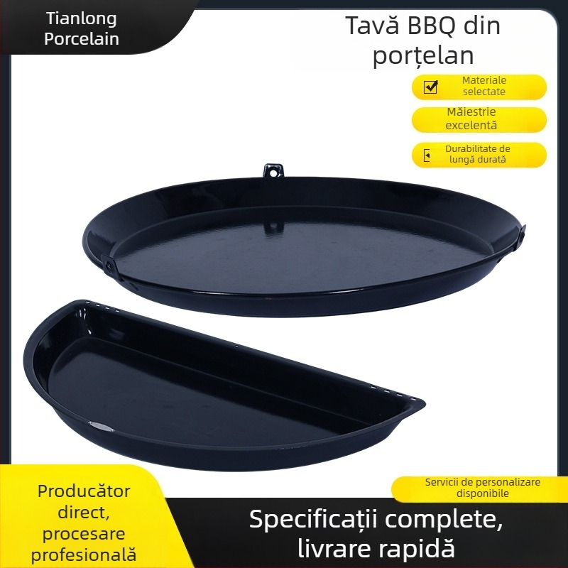 Tavă de copt emailată din fontă, rotundă, pentru prepararea alimentelor și coacere cu unt