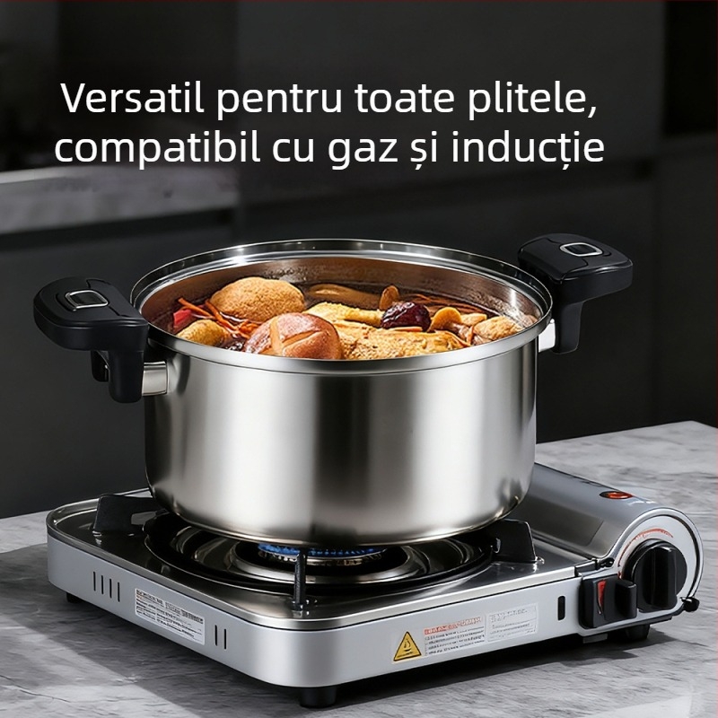 Oală sub presiune din oțel cu trei straturi, oțel inoxidabil 304, protecție anti-explozie, multifuncțională pentru plite
