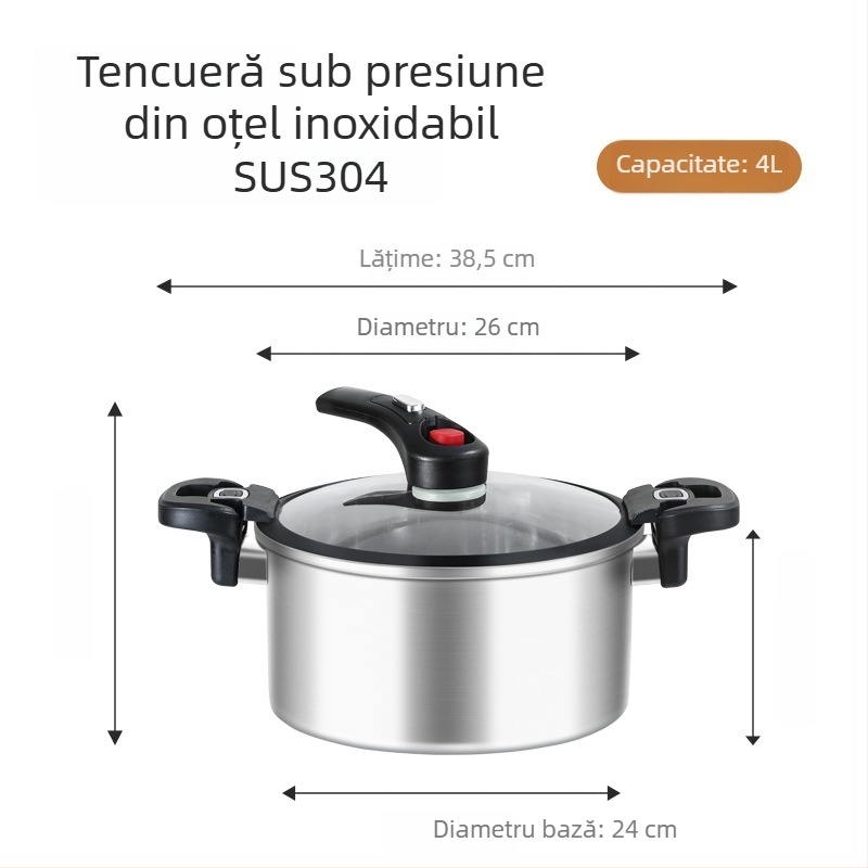 Oală sub presiune din oțel cu trei straturi, oțel inoxidabil 304, protecție anti-explozie, multifuncțională pentru plite