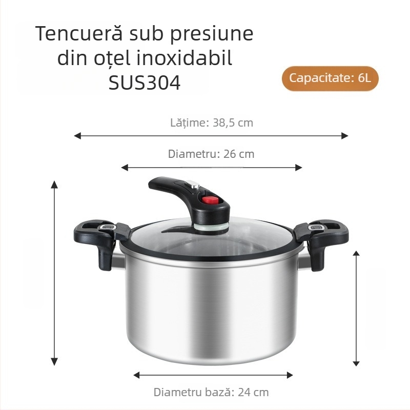 Oală sub presiune din oțel cu trei straturi, oțel inoxidabil 304, protecție anti-explozie, multifuncțională pentru plite