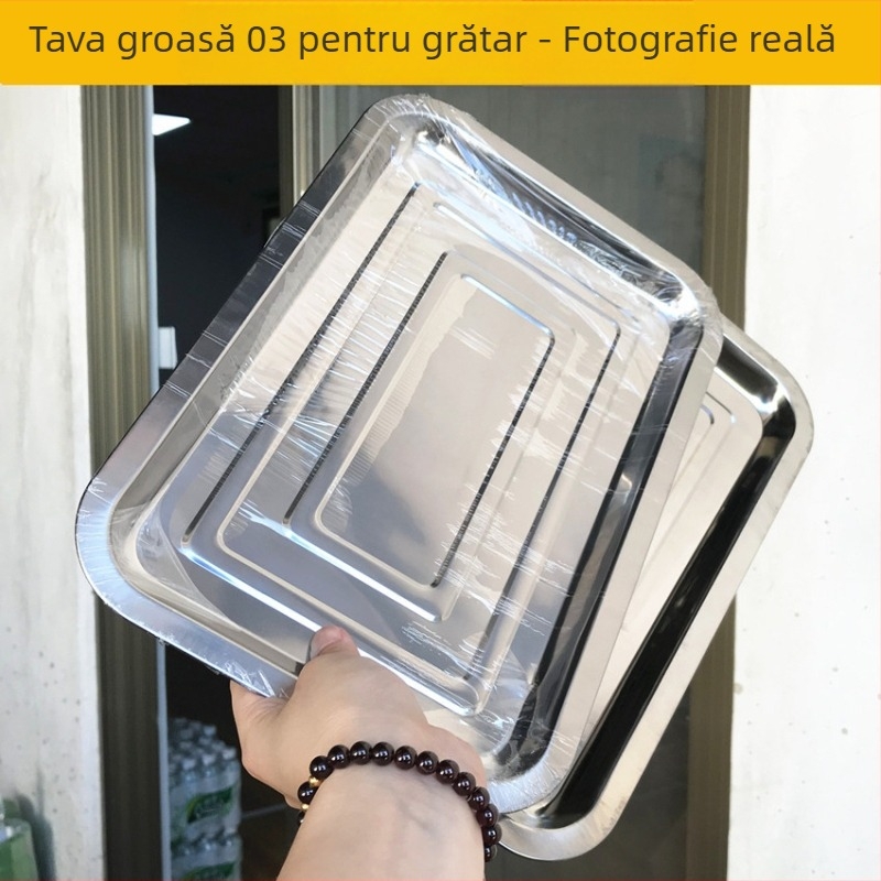 Vas mic pătrat din oțel inoxidabil, magnetic, cu diametrul 27–28 cm, modelul 03, pentru uz casnic și comercial la grătar