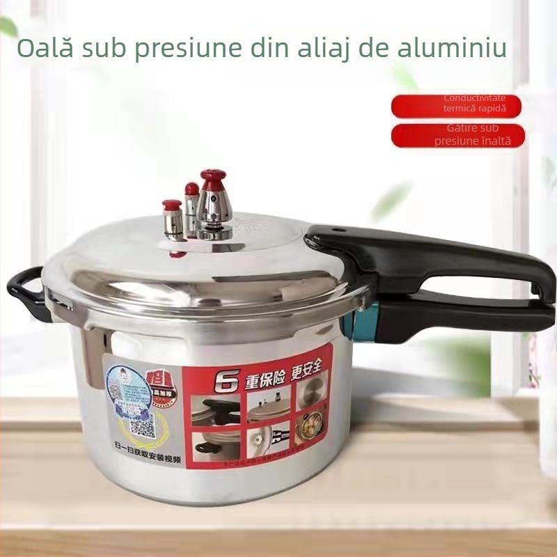 Jiaerle oală sub presiune din aliaj de aluminiu, corp întărit, pentru uz casnic și comercial, compatibil cu plite cu gaz și plite cu inducție, capacitate mare 18–28 cm