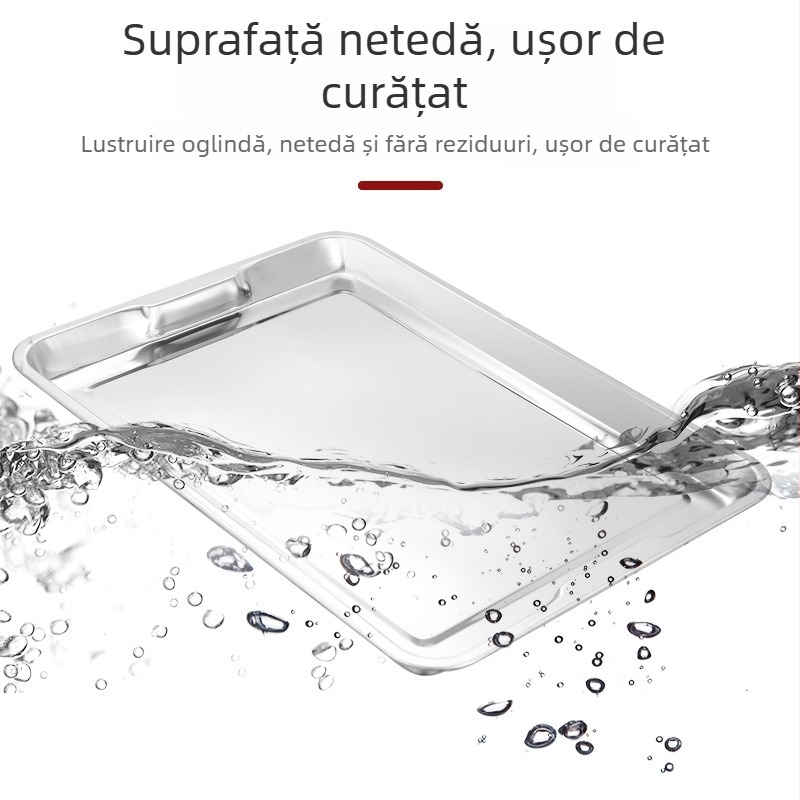 Oțel inoxidabil întărit, vas pătrat cu două mâneri, tavă dreptunghiulară pentru coacere și abur, în mai multe dimensiuni; compatibil cu plita electrică