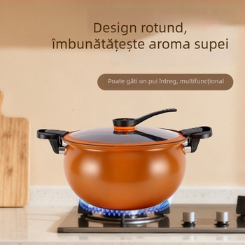 Noul model de oală de supă multifuncțională cu piatră Maifan, antiaderentă, cu capac de gătit sub presiune