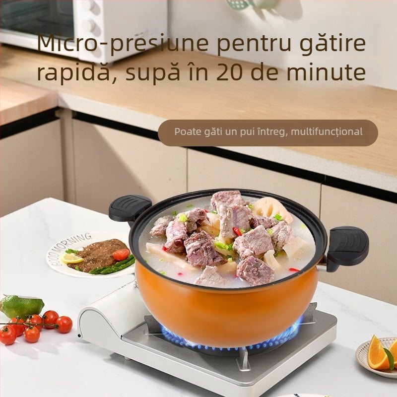Noul model de oală de supă multifuncțională cu piatră Maifan, antiaderentă, cu capac de gătit sub presiune