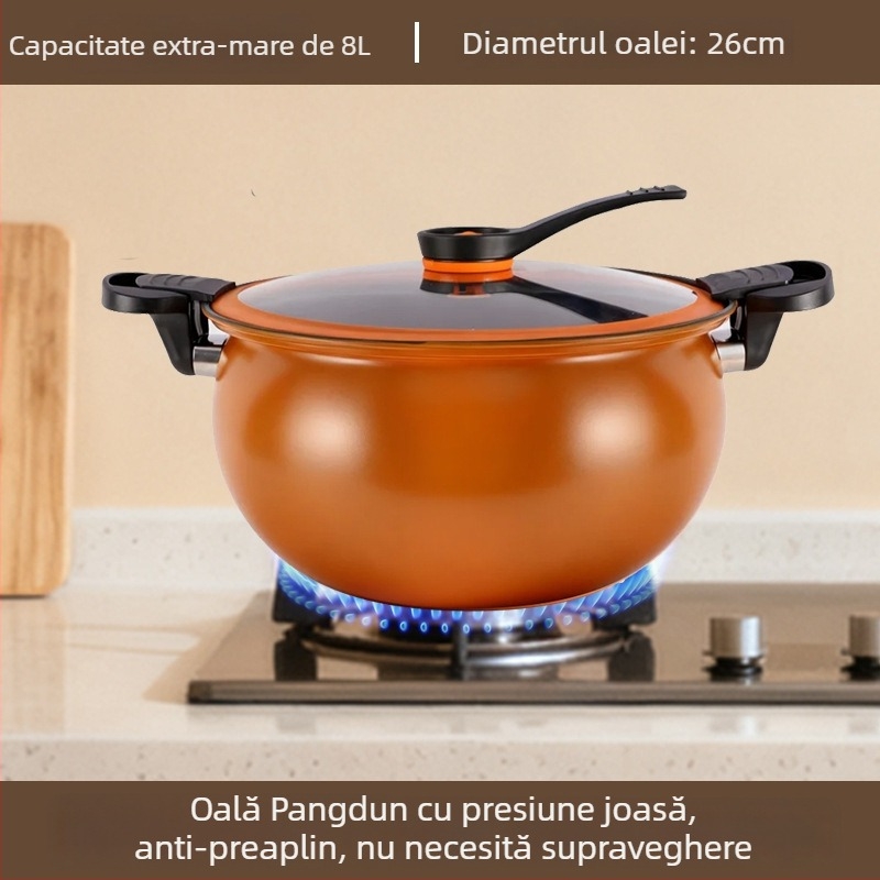 Noul model de oală de supă multifuncțională cu piatră Maifan, antiaderentă, cu capac de gătit sub presiune