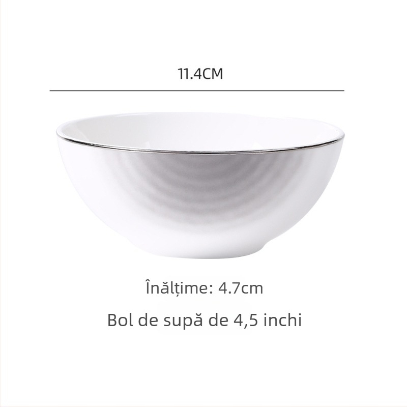 Set boluri și farfurii din porțelan cu os, ceramică cu luciu glazurat, stil modern minimalist, nou model de 26 ani