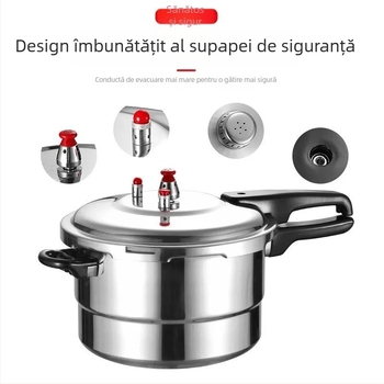 Oală sub presiune din aluminiu, compatibilă cu aragazuri pe gaz și plite cu inducție, cu insert de aburi, pentru uz casnic