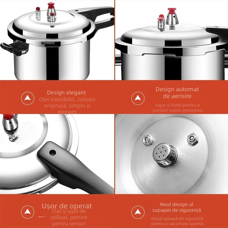 Oală sub presiune din aluminiu, compatibilă cu aragazuri pe gaz și plite cu inducție, cu insert de aburi, pentru uz casnic