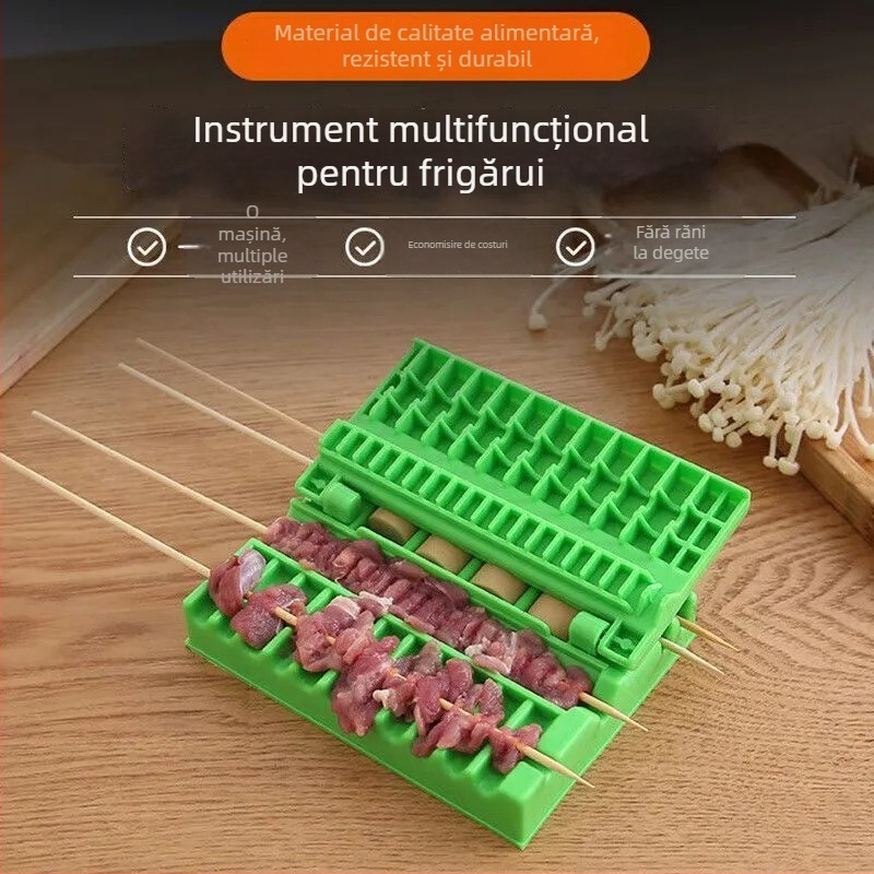 Unealtă de înșirare a cărnii pentru frigărui, unealtă multifuncțional rapidă pentru grătar, exterior și uz casnic