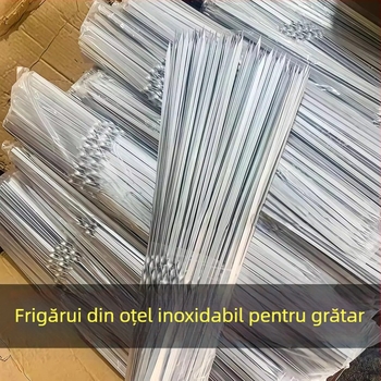 Bețișoare din oțel inoxidabil pentru grătar – plate și rotunde, pentru frigărui de miel, set complet
