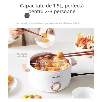 Ankale 1502 Oală electrică cu abur, vas ceramic antiaderent, 2 L, compactă pentru 1–2 persoane