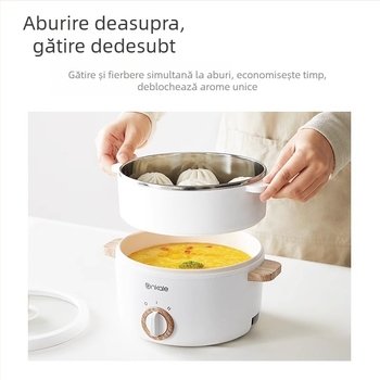 Ankale 1502 Oală electrică cu abur, vas ceramic antiaderent, 2 L, compactă pentru 1–2 persoane