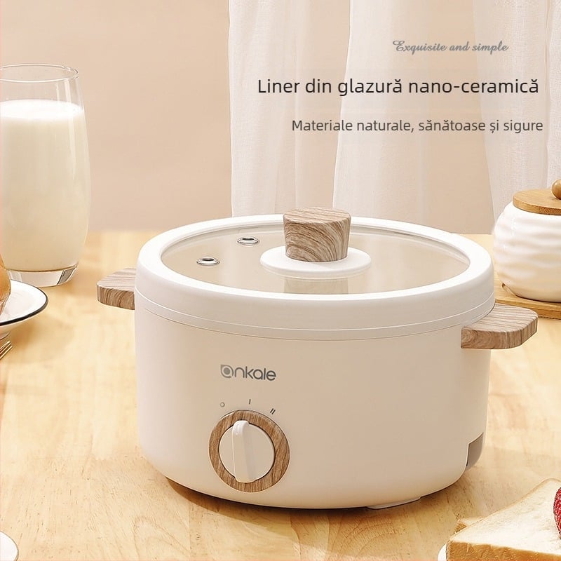 Ankale 1502 Oală electrică cu abur, vas ceramic antiaderent, 2 L, compactă pentru 1–2 persoane