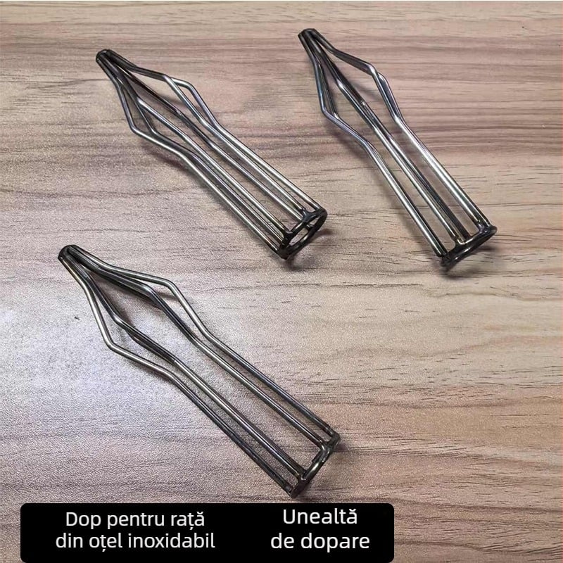 Set din oțel inoxidabil pentru gătitul la grătar al raței – bețișoare, dopuri și suporturi