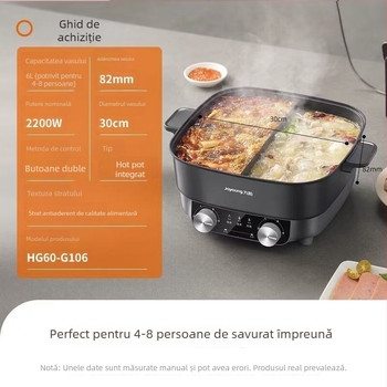 Compatibilă cu Joyoung oală electric HG60-G106, putere mare, capacitate 6L, oală yin-yang multifuncțională