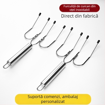 Furculiță din oțel inoxidabil pentru curcă, frigărui pentru pulpa de miel, furculiță pentru grătar, furculiță pentru frigărui, furculiță pentru steak, furculiță pentru miel, unelte pentru grătar în aer liber