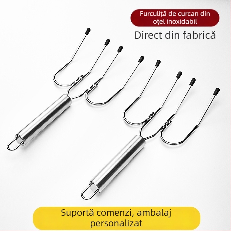 Furculiță din oțel inoxidabil pentru curcă, frigărui pentru pulpa de miel, furculiță pentru grătar, furculiță pentru frigărui, furculiță pentru steak, furculiță pentru miel, unelte pentru grătar în aer liber