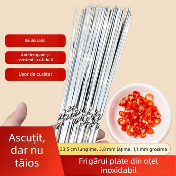 Știfturi plate din oțel inoxidabil pentru frigărui de miel, reutilizabile
