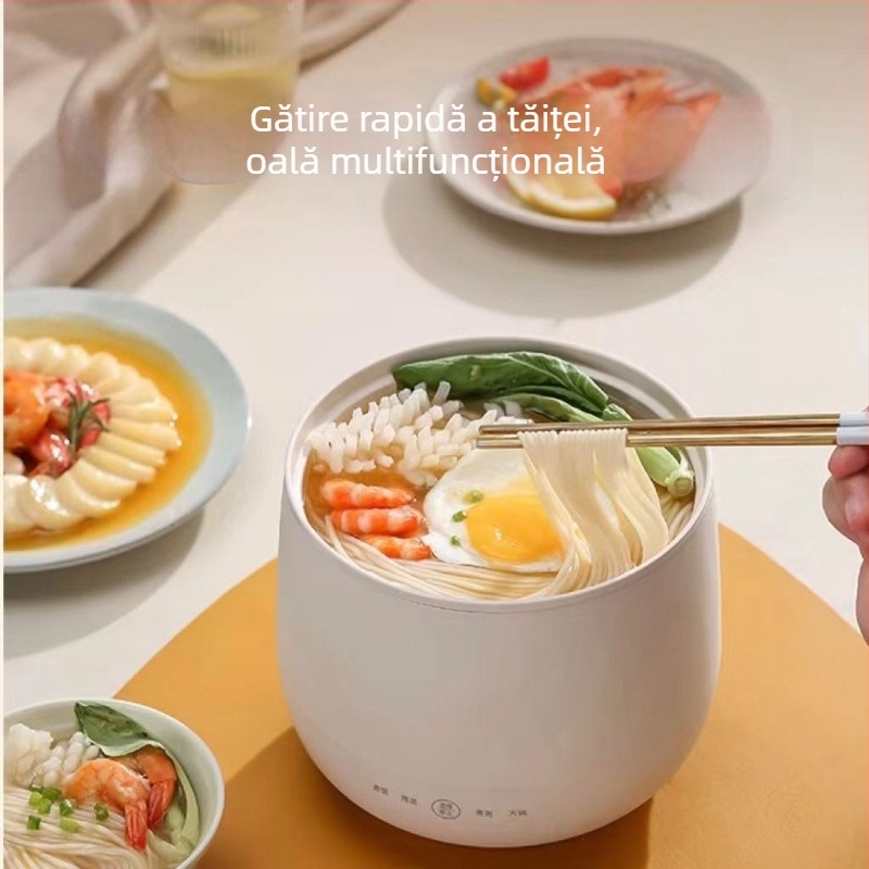 Mini oală electrică pentru orez cu vas interior ceramic emailat, 2 L, multifuncțional antiaderent, 450 W, pentru casă și cămin