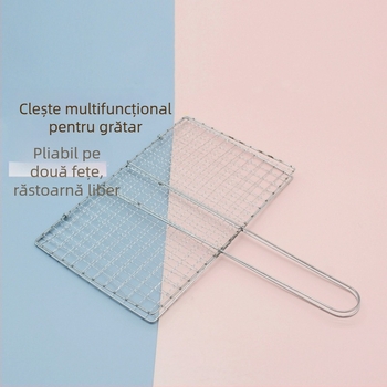 Plasă din oțel inoxidabil pentru grătar, plasă rectangulară pentru pește, clemă de grătar, unealtă profesională pentru grătar