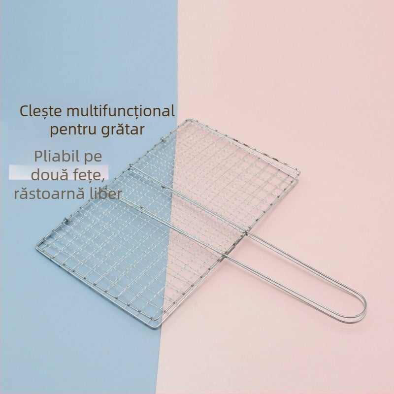 Plasă din oțel inoxidabil pentru grătar, plasă rectangulară pentru pește, clemă de grătar, unealtă profesională pentru grătar