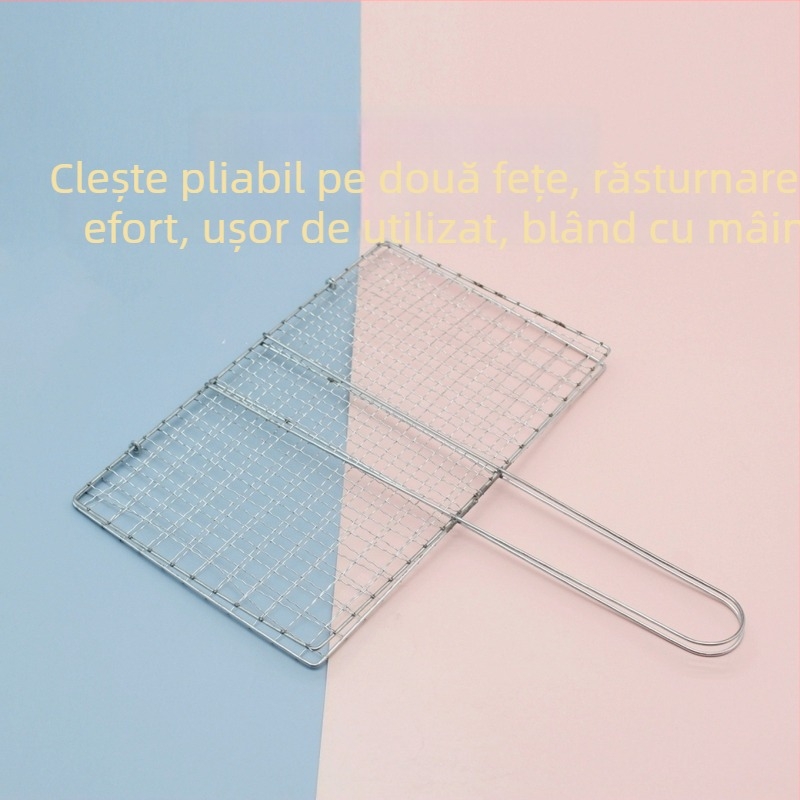 Plasă din oțel inoxidabil pentru grătar, plasă rectangulară pentru pește, clemă de grătar, unealtă profesională pentru grătar