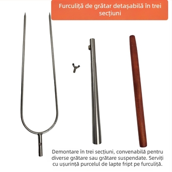Furculiță detașabilă pentru grătar din oțel inoxidabil îngroșat, în formă de U, pentru purcel de lapte, miel, pui și iepure