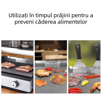Suport pentru cuțite și furci la grătar din oțel inoxidabil 430, cu plasă separator pentru grătar și cuțit-spatula 2 în 1