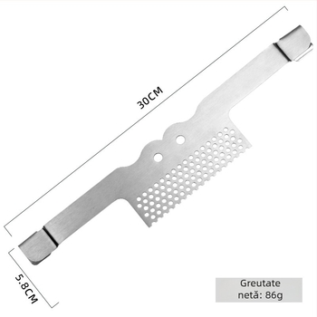 Suport pentru cuțite și furci la grătar din oțel inoxidabil 430, cu plasă separator pentru grătar și cuțit-spatula 2 în 1