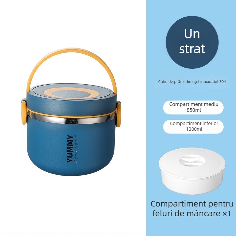 Cutie pentru prânz din oțel inoxidabil 304, izolație, multistrat, portabilă, compatibilă cu microunde, menține mâncarea proaspătă, compartimente detașabile