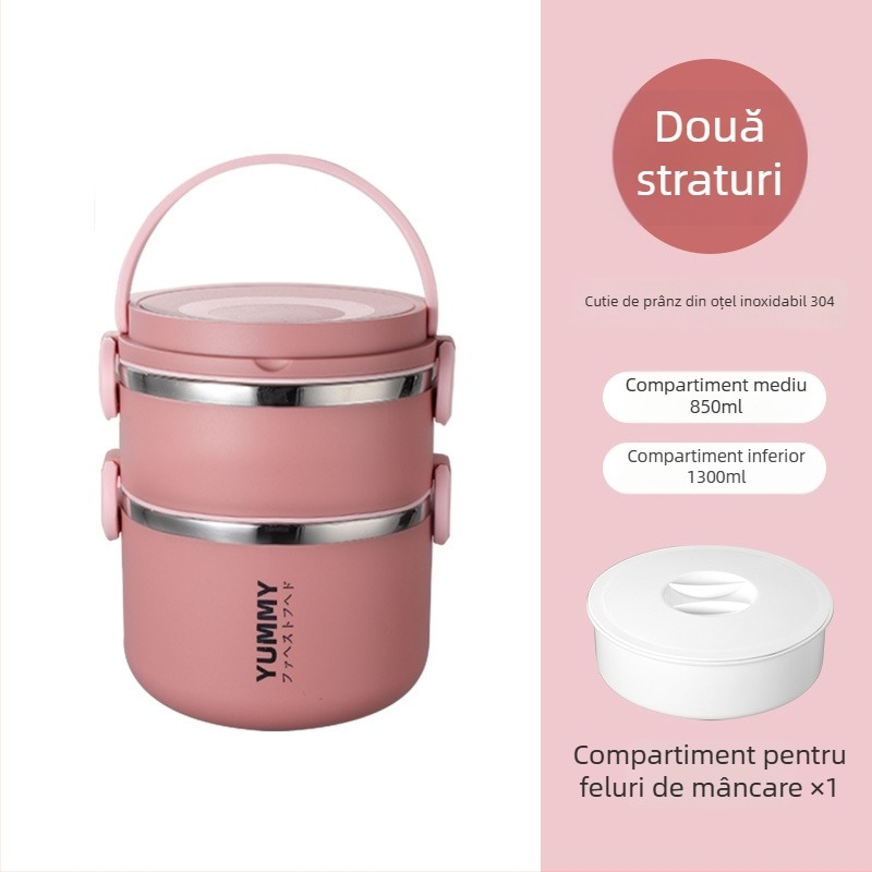 Cutie pentru prânz din oțel inoxidabil 304, izolație, multistrat, portabilă, compatibilă cu microunde, menține mâncarea proaspătă, compartimente detașabile