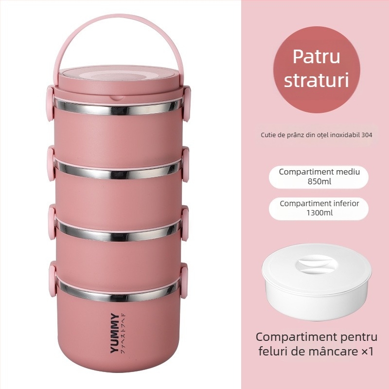 Cutie pentru prânz din oțel inoxidabil 304, izolație, multistrat, portabilă, compatibilă cu microunde, menține mâncarea proaspătă, compartimente detașabile