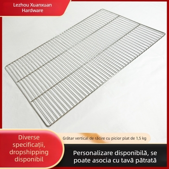 Grătar dreptunghiular din oțel inoxidabil cu picioare plate, plasă pătrată pentru scurgerea uleiului