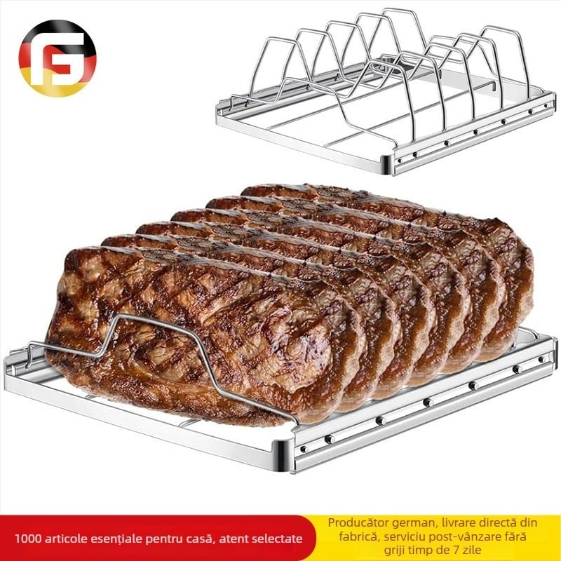 Grilă din oțel inoxidabilă pentru grătar: coaste de vită, pui, friptură și coaste de miel, pentru exterior.