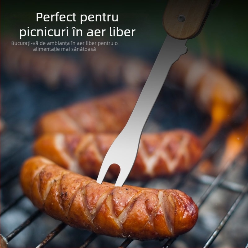 Set de tacâmuri din oțel inoxidabil, pliabil – cuțit, furculiță și lingură, pentru picnic, camping și călătorii
