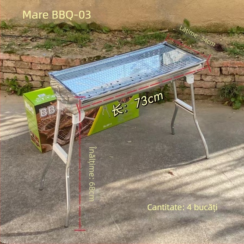 Masă pliabilă de grătar cu grill din fontă, arcuită, pentru camping în aer liber și prepararea ceaiului, multifuncțional