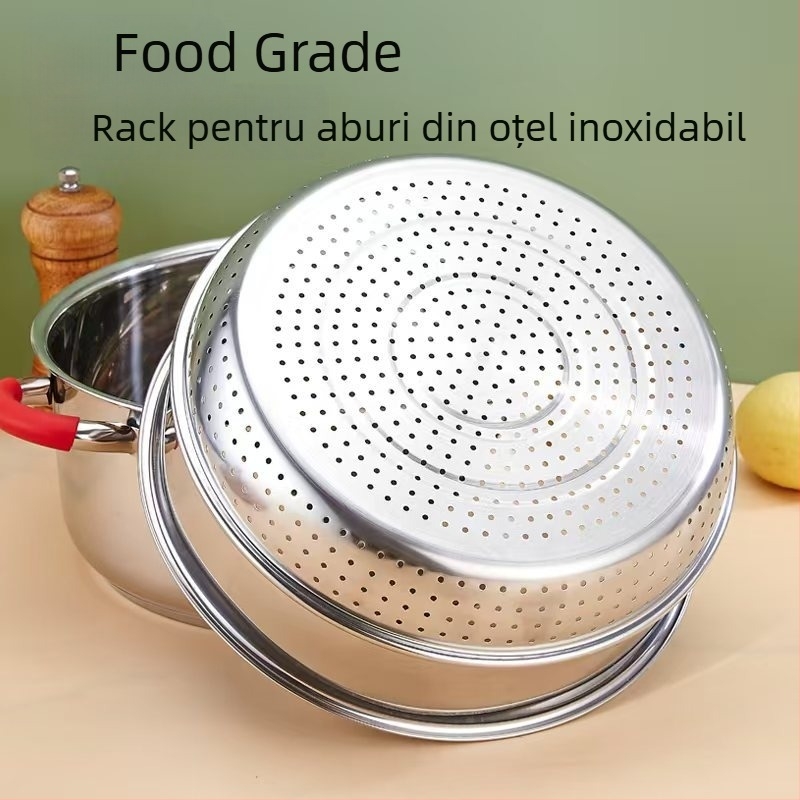 Aburitor din oțel inoxidabil 304, cu mai multe niveluri, capacitate mare, raft de aburi afundat și oală pentru spălat orez, pentru uz casnic