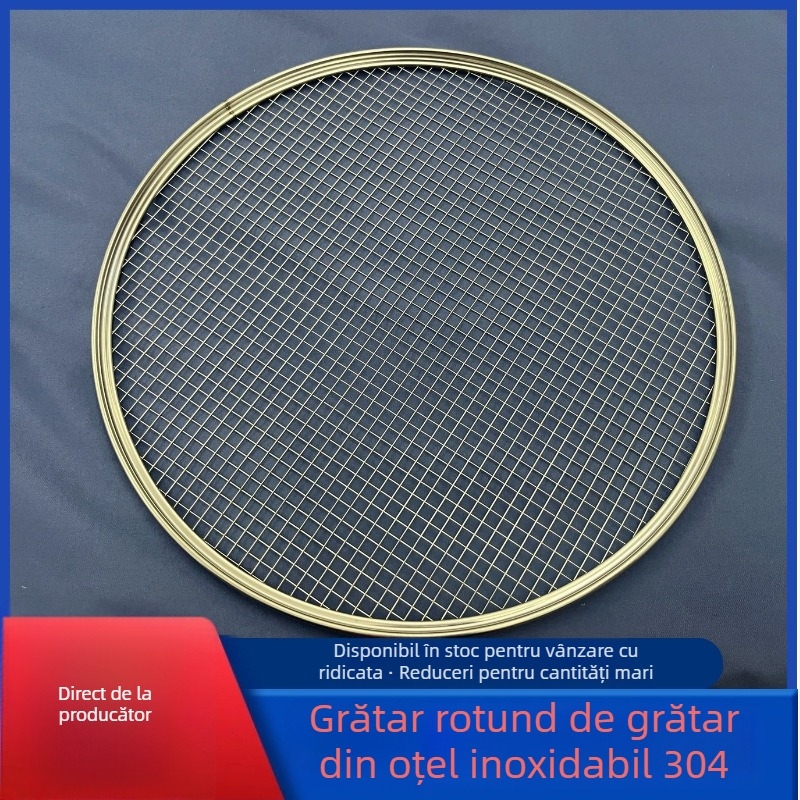 Grătar circular din oțel inoxidabil 304, îngroșat, pentru grătar în aer liber cu cărbune, calitate alimentară