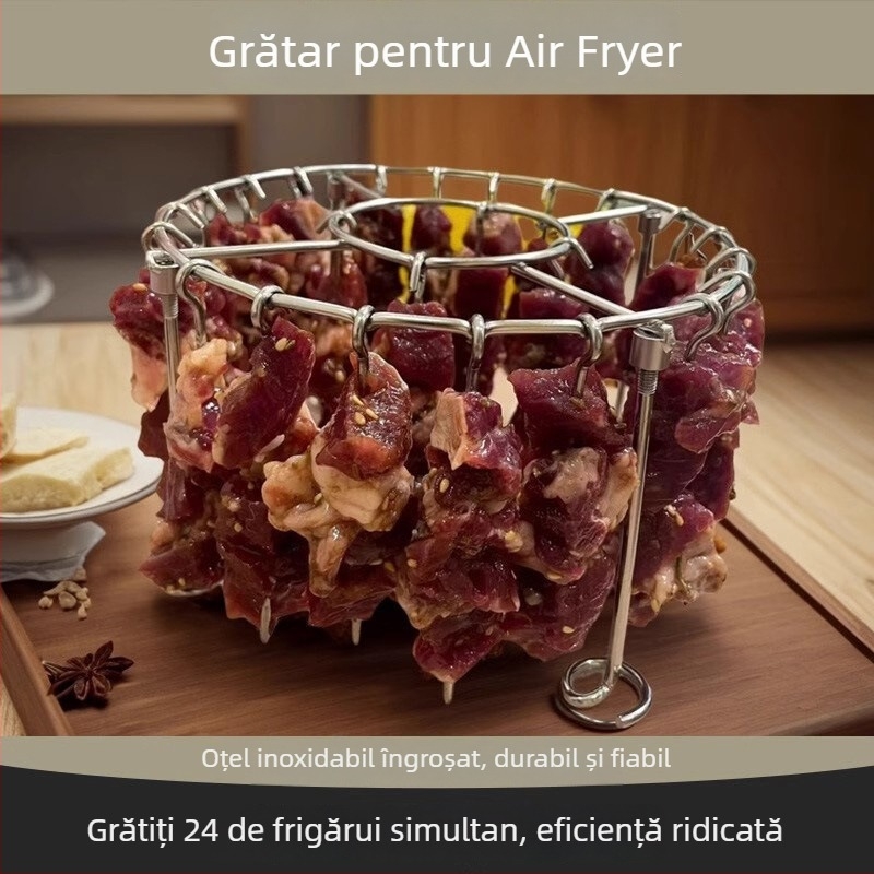 Raft de grătar pentru friteuza cu aer, pentru uz casnic, gril vertical pentru frigărui din oțel inoxidabil 304, suport pentru frigărui de carne