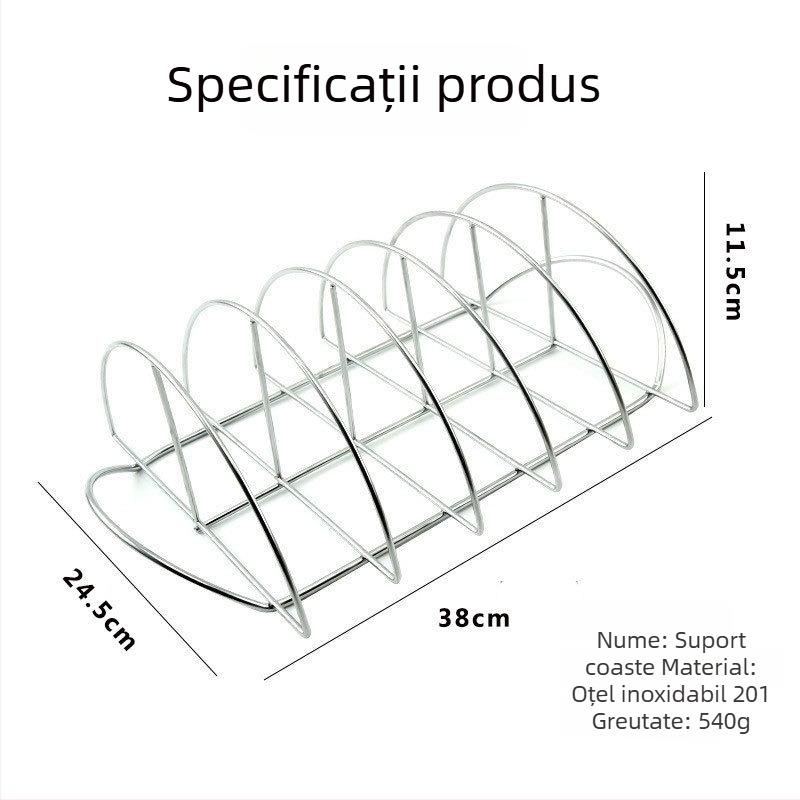 Grătar semicerc pentru coaste, steak și pui – grătar BBQ antiaderent