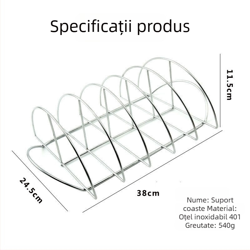 Grătar semicerc pentru coaste, steak și pui – grătar BBQ antiaderent