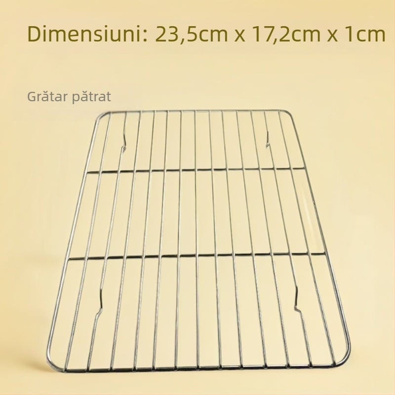 Grătar pătrat din oțel inoxidabil cu tavă pentru rumenire și sită pentru scurgerea uleiului, portabil pentru exterior