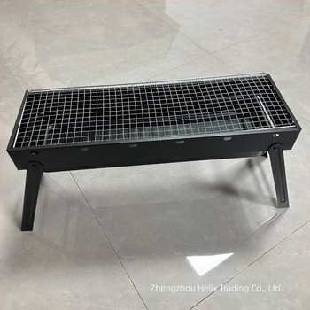 Grătar portabil cu cărbune, pliabil pentru exterior, din oțel inox, formă alungită, pentru frigărui
