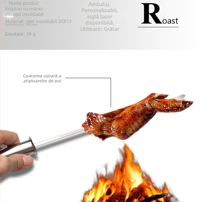 Știfturi pentru grătar din oțel inoxidabil, cu mâner termorezistent – pentru miel și carne