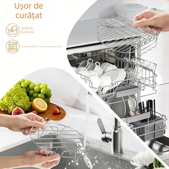 Rack certificat FCM pentru grill cu aer, disc circular, raft din trei niveluri pentru toast și abur, din oțel inoxidabil, șauri cu două niveluri