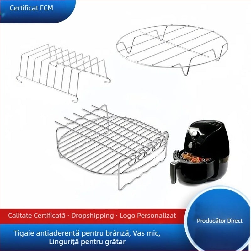 Rack certificat FCM pentru grill cu aer, disc circular, raft din trei niveluri pentru toast și abur, din oțel inoxidabil, șauri cu două niveluri